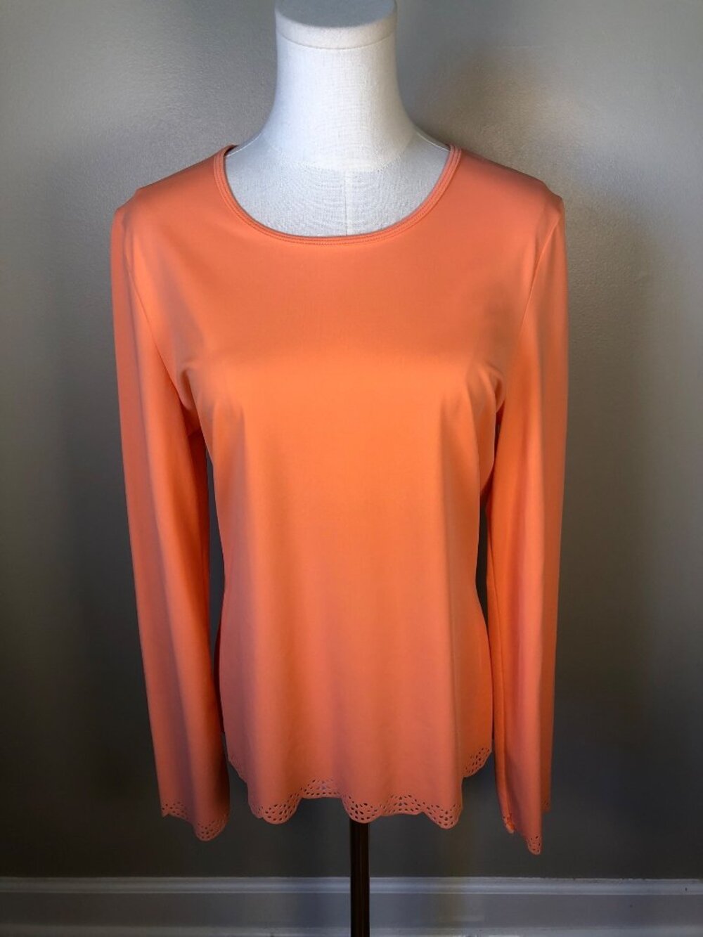 Cabana Life Long Sleeve Sun Swim Rashguard Shirt UPF 50+ Neon Orange Size L